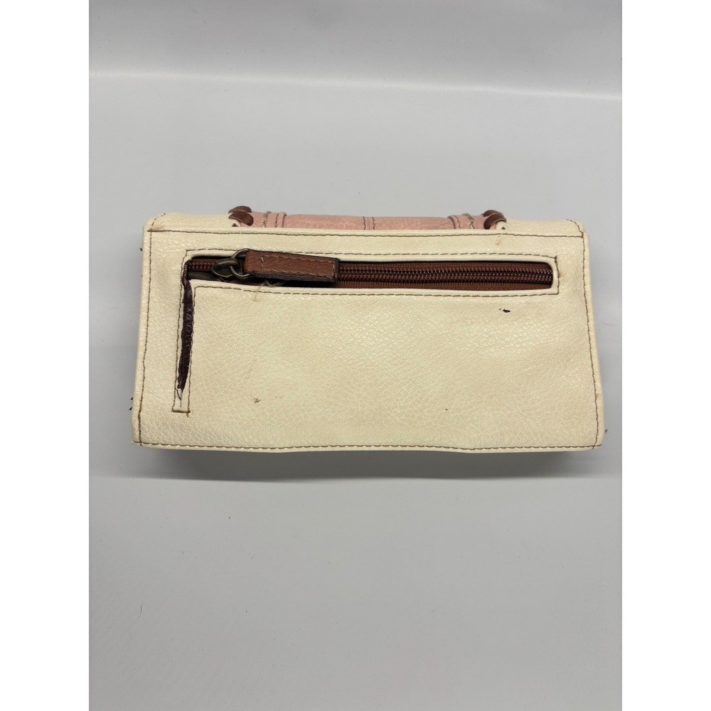 b.o.c. Born Concept Trifold Wallet Womens OS Cream Pink Brown Whipstitch - Picture 2 of 4